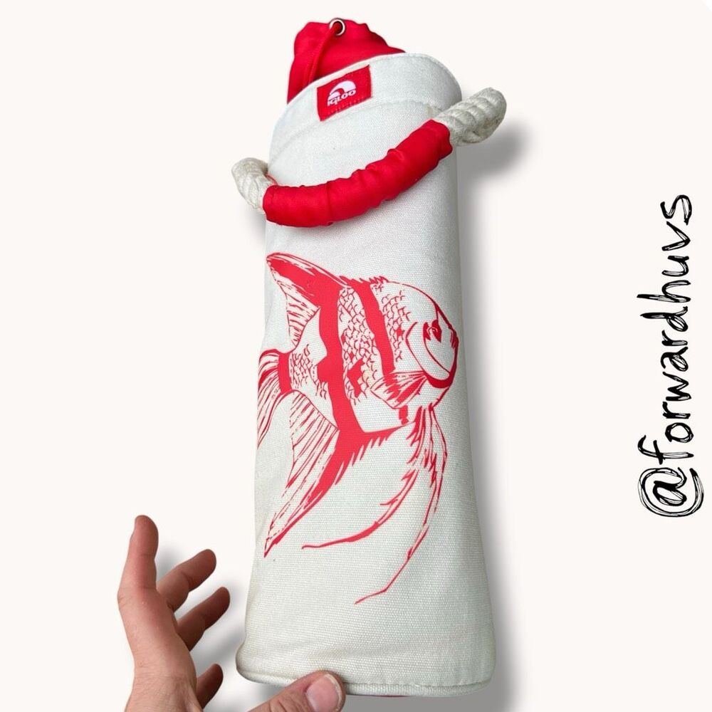 Igloo Fish Print Insulated Wine Bottle Tote Carrier Canvas Red White Cooler